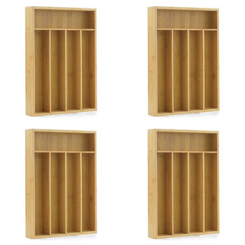 4PK St. Clare Cutlery Tray 5 Compartment Bamboo Organiser Kitchen Accessory 35cm