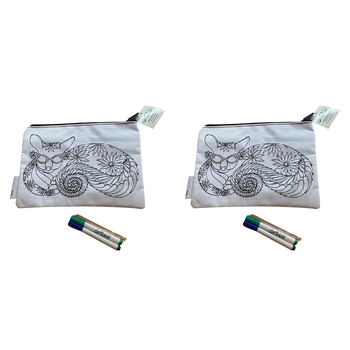 2x Scribbla Colouring-in Kids/Children Pencil Case & Fabric Pen Set - Possum