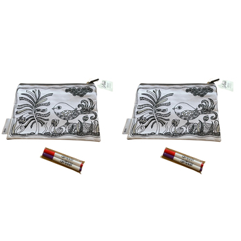 2x Scribbla Colouring-in Kids/Children Pencil Case & Fabric Pen Set - Bird