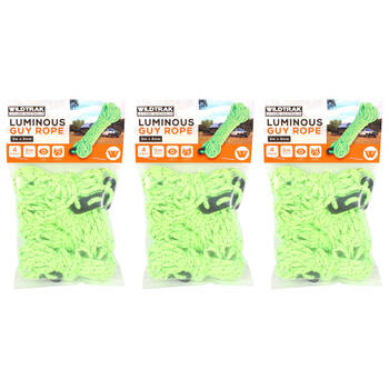 3x 4pc Wildtrak Glow In The Dark Camping Tent Guy Ropes Cordage Tracer 3m