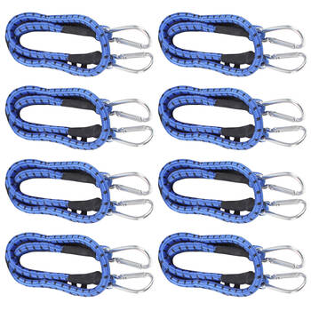 8PK Wildtrak Heavy Duty Camping Bungee Cord w/ Carabiner 90cm Assorted