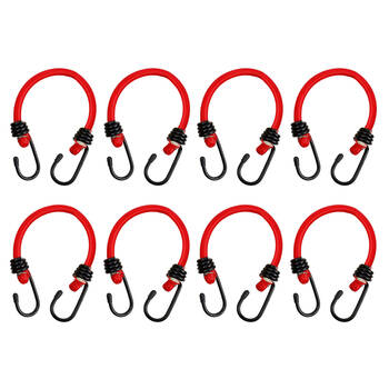 8PK Wildtrak Heavy Duty Camping Bungee Cord w/ Carabiner 30cm Assorted