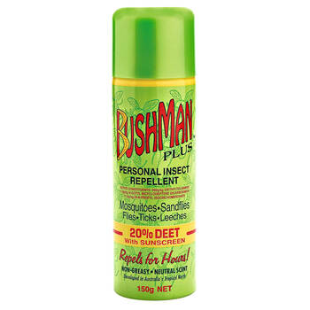Wildtrak Bushman Plus Aerosol 20% Deet w/ Sunscreen Insect Repellent 150grm