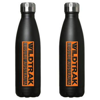 2PK Wildtrak Stainless Steel 500ml Drinking Water Bottle Leak Proof Black