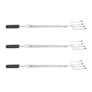 3PK Wildtrak 4-Prong Toaster Extension Steel Fork Outdoor Camping Cooking 77cm