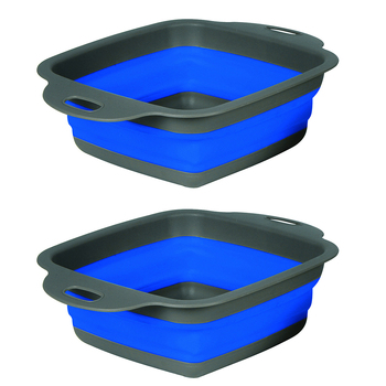 2x Wildtrak Expanda 29x22cm Foldable Strainer Camping Storage - Blue