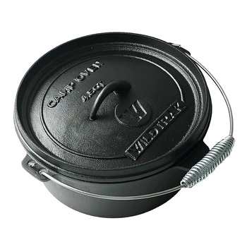 Wildtrak Round 4.5qt/25cm Cast Iron Camp Oven - Black