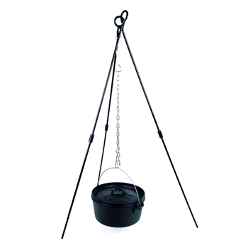 Wildtrak 90cm Steel Adjustable Camping Tripod For Oven Pot - Black