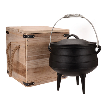 Wildtrak 3-Legged Cast Iron 8L/28cm Potjie Pot w/ Box - Black