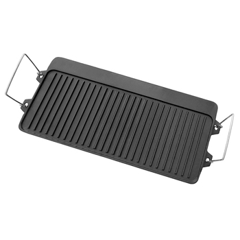 Wildtrak Reversible 52cm Cast Iron Griddle BBQ Plate For 3BR Stove - Black