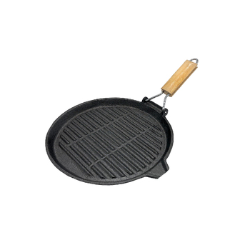 Wildtrak Round 24cm Grill Pan w/ Wood Handle - Black