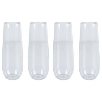4PK Wildtrak Tritan Plastic Stemless Champagne Flute Lightweight 266ml
