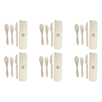 6x 4pc Wildtrak Wheat Straw Tableware Set Assorted Outdoor Camping