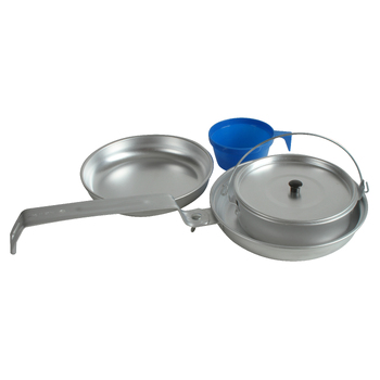 4pc Wildtrak Aluminium 1-Person Mess Kit Pot/Pan/Cup - Silver
