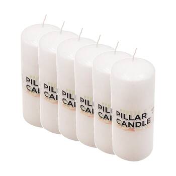 6PK Divine Living Wax Pillar Church Decorative Candle 6x15cm White