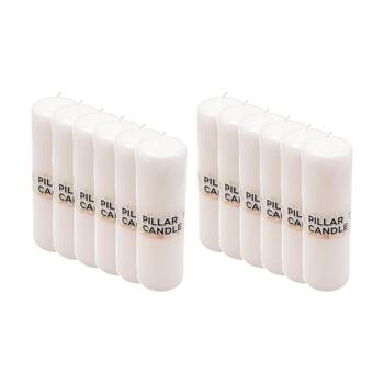 12PK Divine Living Wax Pillar Church Decorative Candle 6x20cm White