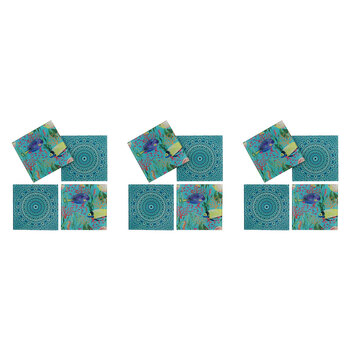 3PK 4pc LVD Aquarium Glass Coaster Mat Pad Square 17x12cm