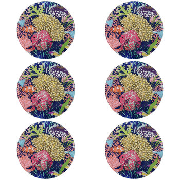 6PK LVD Reef Glass Trivet Table Protector Round 21x21cm