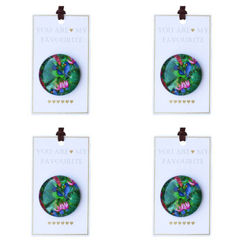 4PK LVD Favourite Glass/Metal 10cm Fridge Gift Tag Magnet Round