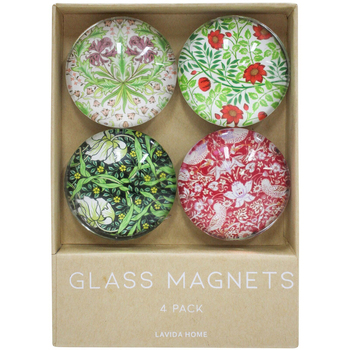 4pc LVD William Morris Large Glass 13.5cm Fridge Magnet Round Set