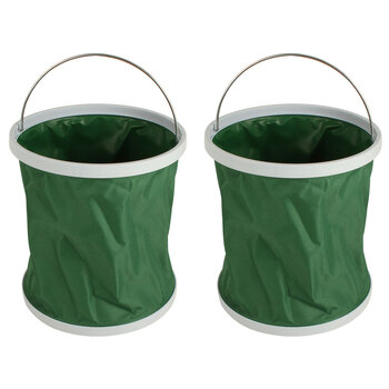 2PK Wildtrak Collapsible 11L Bucket w/ Carry Handle - Green