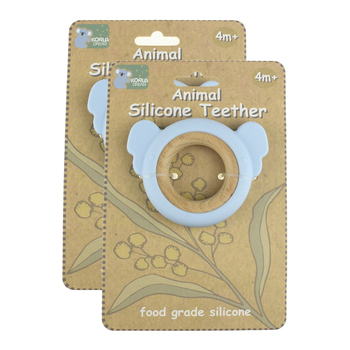 2PK Koala Dream Silicone/Wooden Koala Baby/Toddler Chew Teether Blue 4m+