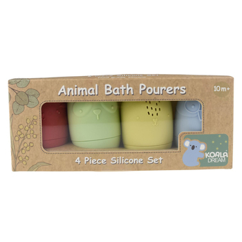 4pc Koala Dream Animal Bath Pourers Silicone Baby/Toddler Toy Set 10m+