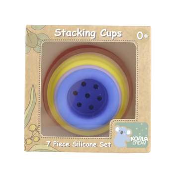 7pc Koala Dream Baby/Toddler Stacking Cups Silicone Set Pink 0m+