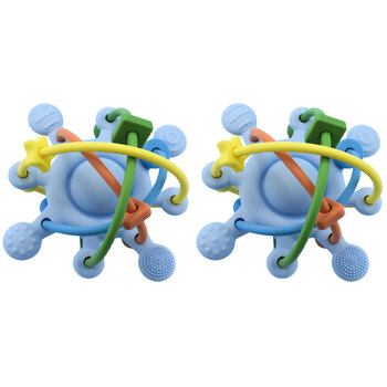 2PK Koala Dream Silicone Sensory Space Rattle Teether Blue 4M+