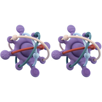 2PK Koala Dream Silicone Sensory Space Rattle Teether Purple 4M+