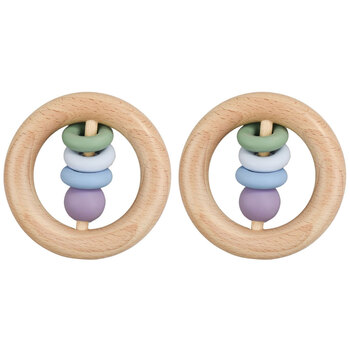 2PK Koala Dream Silicone And Wooden Teether Ring Green 4M+