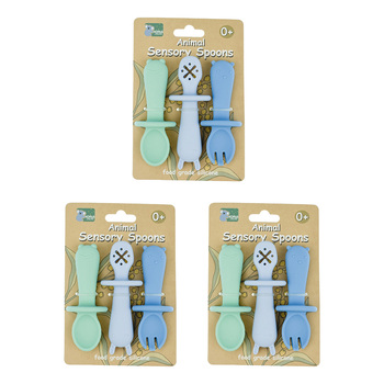 9pc Koala Dream Silicone Animal Sensory Spoons - Blue Green 0y+