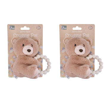 2PK Koala Dream Snuggle Pal Benny Bear With Silicone Teething Ring Brown