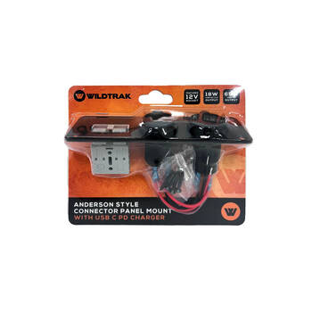 Wildtrak 50A Anderson Style Connector Panel Mount Charger Black