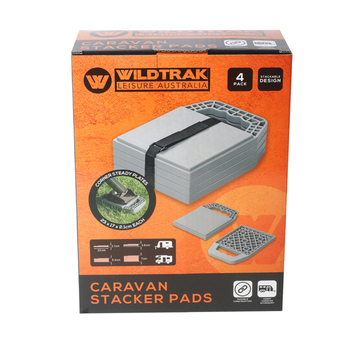 4pc Wildtrak 22.5cm Caravan Stacker Pad Camping Accessory - Grey