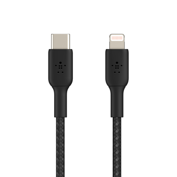 Belkin BoostCharge Braided 2m USB-C to Lightning MFI-Certified Cable - BLK