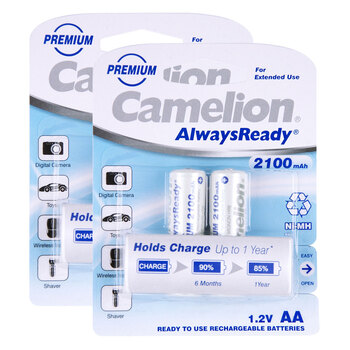 2PK 2pc Camelion Ni-Mh AA 1.2V 2100Mah