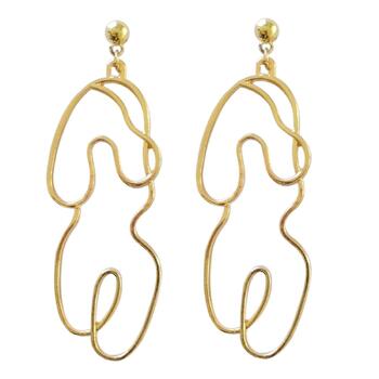 Culturesse Eimear Female Body Line Art 7x2.4cm Earrings For Pierced Ears - Gold