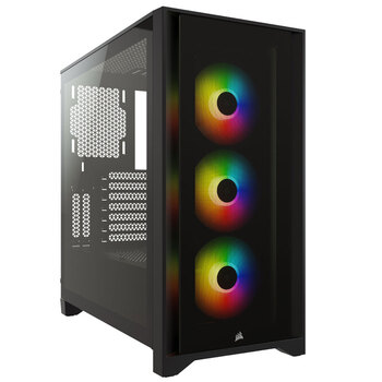 Corsair iCUE 4000X RGB Tempered Glass E-ATX/ATX Case for Gaming PC - Black
