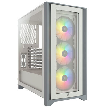 Corsair iCUE 4000X RGB Tempered Glass E-ATX/ATX Case for Gaming PC - White