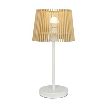 NF-Living Nunya Modern Bedside/Desk Table Lamp With Wooden Slats 22x44cm White
