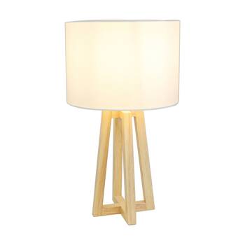 NF-Living Brite Contemporary Tripod Bedside/Desk Table Timber Lamp 25x45cm White