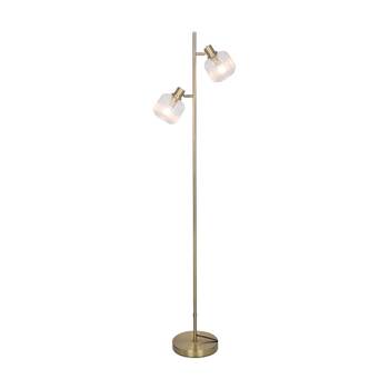 NF-Living Orbix Vintage-Inspired Dual Headed Floor Glass&Brass Lamp 23x32x156cm