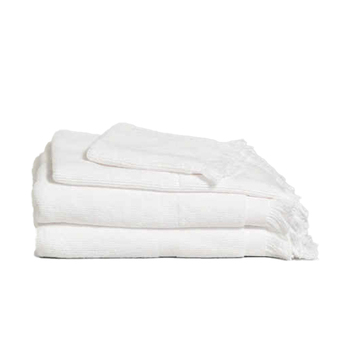 4pc Canningvale Capri Rib Cotton Bath/Hand Towel/Face Washer Set - White