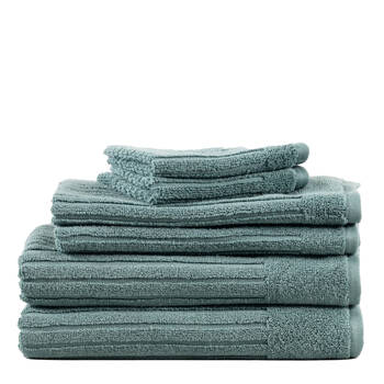 6pc Canningvale Bath/Hand/Face Washers Caressa Towel Set - Mineral Green