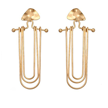 Culturesse Editta 8.8cm Sculpture Layered Earrings For Pierced Ears - Dull Gold