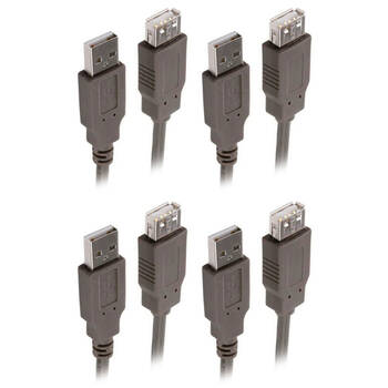 4PK 1.8m Extension 2.0 USB A Male to A Female Cable