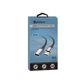 Sansai Heavy-Duty USB 3.0 Extension Cable USB-A Male to Female 2m Black/Grey