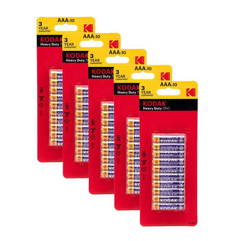 5x 10pc Kodak Extra Heavy Duty AAA Battery 1.5V Zinc Chloride