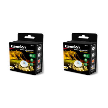 2PK Camelion 2-in-1 Rechargeable Camping String Light White